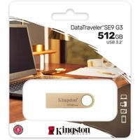 Kingston DataTraveler SE9 G3 - 512GB 220MB/s- Métal - Clé USB 3.2 Gen 1 - Dorée