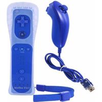Manette 2 en 1 Motion Plus Remote Nunchuck + Housse pour Nintendo Wii - Wii U Bleu foncé