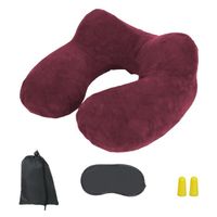 Coussin, oreiller de voyage gonflable avec bouchons d’oreilles, masque de nuit et sac de rangement - Prune - Vivezen