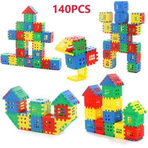 ASSEMBLAGE CONSTRUCTION 140 pièces-Blocs de construction en plastique pour enfants, 100 ou 140 pièces, jouet de maison coloré, éducat