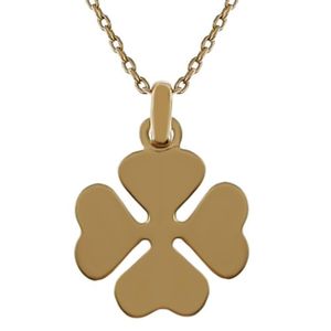 Pendentif Trèfle à 4 Feuilles Plaqué Or - Avec Chaîne 45 Cm - Neuf Avec étiquettes (Ascalido)
