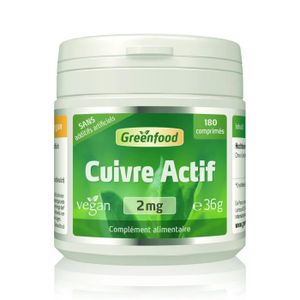 COMPLÉMENT EN MINÉRAUX Greenfood Cuivre actif, 2 mg, dose élevée, comprim