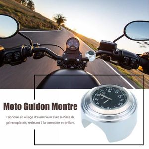 7/81 Moto Montre de guidon à cadran Horloge et thermomètre Temp Blanc Montre de guidon