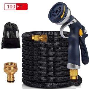 Noir Extensible Tuyau D/'arrosage Tuyau flexible extensible pistolet heavy duty environ 15.24 m 50 Ft