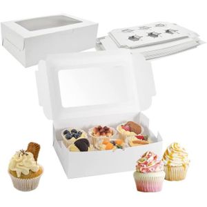 des Muffins des friandises et des Biscuits 30 pièces Heiqlay boîtes à Cupcakes fenêtrées boîtes à gâteaux en Carton boîte à gâteaux rectangulaire pour Les décorations transportant des Cupcakes 
