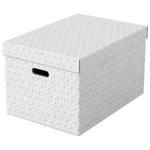 Boîte de rangement 14x33x25cm avec 2 tiroirs en carton et cuir gris