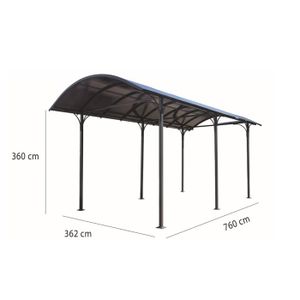 CARPORT Carport en aluminium - Gris anthracite - 760x362xH360cm - Protection anti-UV