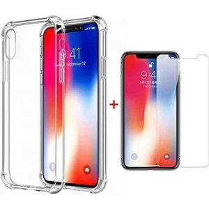 FILM PROTECT. TÉLÉPHONE Coque iPhone XS-iPhone X Transparente + Verre trem