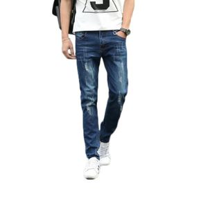 JEANS Jeans Homme troué a la mode en stretch Pantalon denim Homme personnalisé avec Droit-Bleu