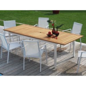 Table Aluminium Sparta Teck Blanche Proloisirs Achat Vente