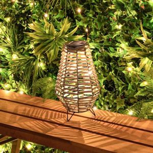 LAMPION Lanterne De Table Solaire De Style Rotin - Lampe Décorative À Del Tissée (31Cm)[Y7103]
