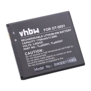 Batterie téléphone vhbw Li-Ion batterie 1750mAh (3.8V) pour téléphone