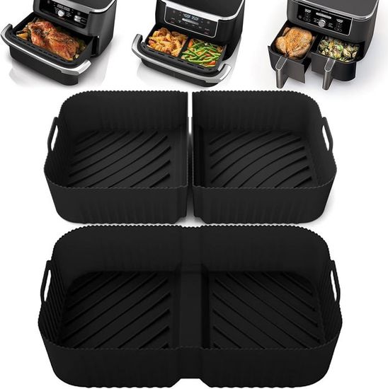 Accessoires Friteuse Air Réutilisables Moule En Silicone Pour Friteuse à Air Chaud Ninja AF500EU, 3pcs Accessoires De Friteuse à Air Chaud 10,4 L Et 5,2 L, Moule En Silicone Réutilisable Pour Friteuse