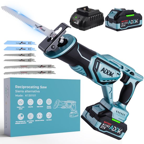 Scie Alternative Avec 2x Batterie 3.0Ah Et Chargeur ,Compatible Avec La Batterie Makita, Sans