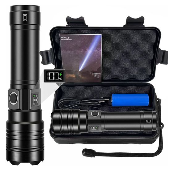 Lampe Torche LED 100000 Lumens Puissante Tactique Étanche IP67 Rechargeable USB C Batterie 5000mah Item 11296019