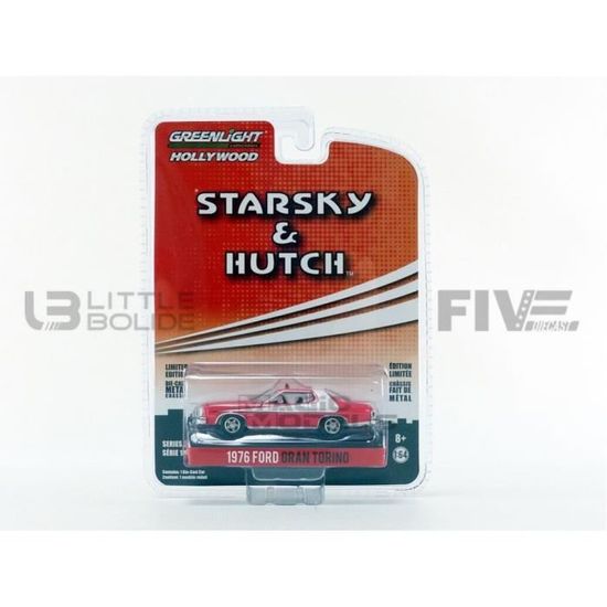 Voiture Miniature de Collection - GREENLIGHT COLLECTIBLES 1/64 - FORD Gran Torino - Starsky et Hutch - 1976 - Red / White - 44780A