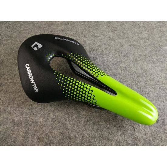 Vert noir CARROWTER Selle de velo de route en cuir et fibre de carbone couleur argent et noir brillant 3K Cdiscount Sport