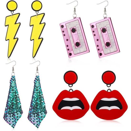 Boucles d'oreilles en plastique années 80 - France