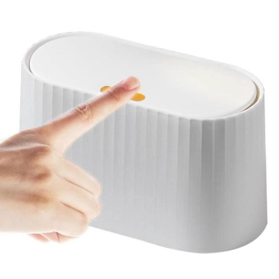 Mini Poubelle De Table 2L Avec Couvercle - Blanc | Pour Bureau, Cuisine, Voiture Poubelle Bureau 2L Couvercle Clipser Design Compact