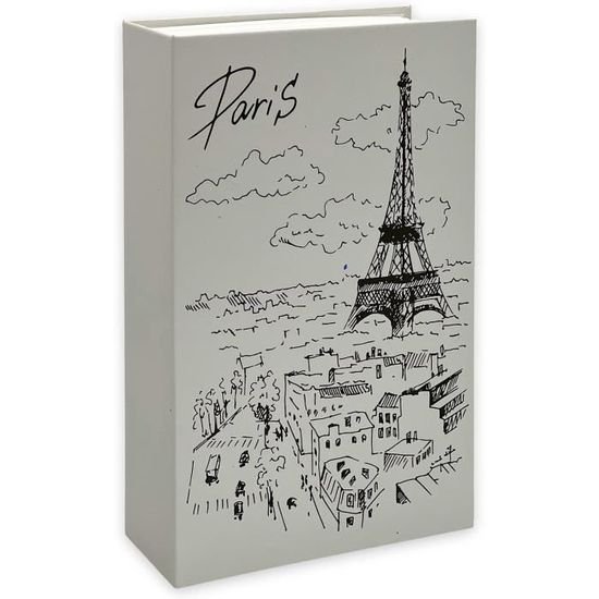 Coffre-fort Secret Déguisé En Livre - Serrure à Combinaison 3 Chiffres, Dimensions 24x15.5x5.5 Cm, Motif Tour Eiffel