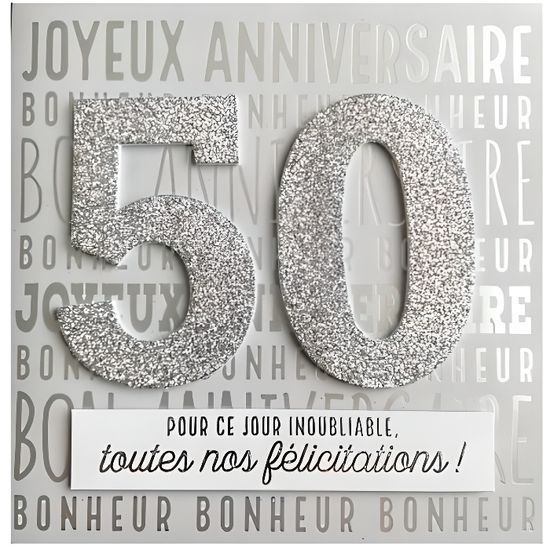 Carte de voeux glamour - anniversaire - 50 ans rouge argenté - La Poste