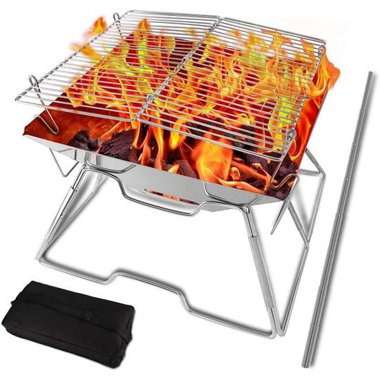 Campingmoon Soufflet De Poche Télescopique En Inox – 64,5 Cm Déplié – Sac De Transport Inclus – Pour Feu De Camp Et Barbecue
