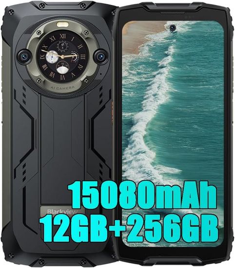 Smartphone Robuste BLACKVIEW BV9300 PRO 24GB+256GB, Écran 6.7"FHD+, Batterie 15080mAh, 64MP+32MP, Android 13,NFC/OTG/Dual SIM, Noir