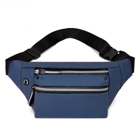 Sac Banane Homme Imperméable 3 Poches – Sacoche Ceinture Réglable Sport Voyage Running Noir BSITSSS