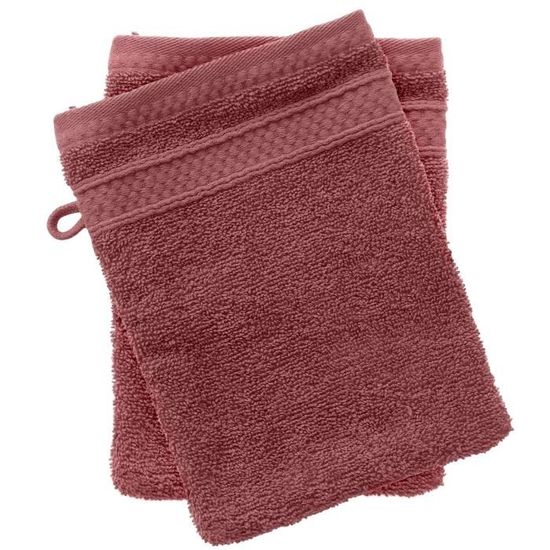 Lot de 2 gants de toilette NAÏA rose Bois de rose - Cdiscount Maison