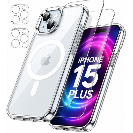 Coque IPhone 15 / Pro Plus Max Transparente MagSafe + 2x Verre Écran + 2x Verre Caméra