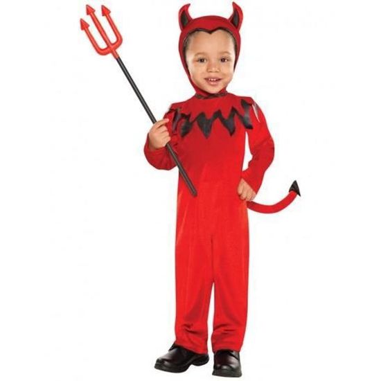 Amscan Costume Bebe Petit Diable Combinaison Avec La Queue Attachee Les Ailes Et La Coiffe Carnaval Cdiscount Jeux Jouets