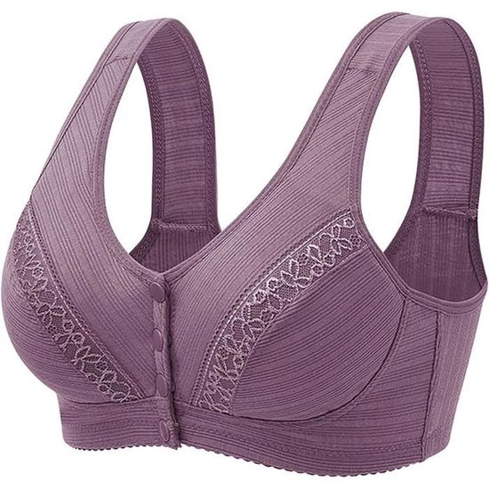 Soutien-gorge Sans Armature Grande Taille - Fermeture Devant Zip, Dentelle, Rembourré - Confortable Et Respirant - Du M Au 5XL