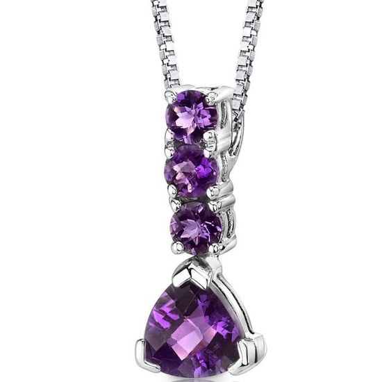 Collier Pendentif En Argent Avec Améthyste - Bijou Vintage Magnifique, Occasion En état Neuf