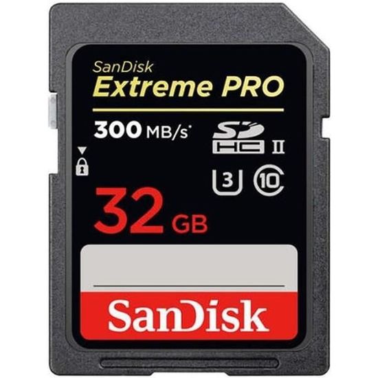 SANDISK Extreme Pro - Carte mémoire flash - 32 Go - UHS-II U3 / Class10 - 1733x/2000x - SDHC UHS-II