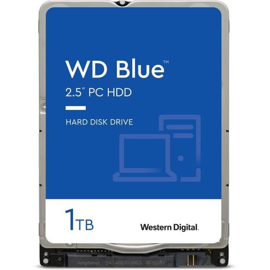 WD Blue™ - Disque dur Interne - 1To - 5400 tr/min - 2.5" (WD10SPZX)