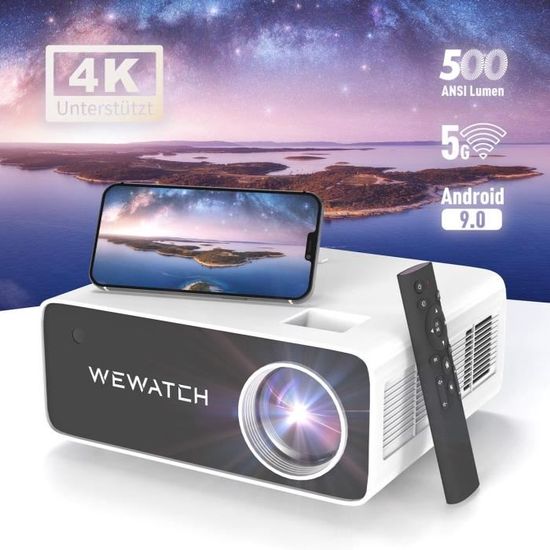 WEWATCH V51 PRO Vidéoprojecteur 4K 5G WiFi Bluetooth - Android TV - 19000 lumens Full HD 1080P