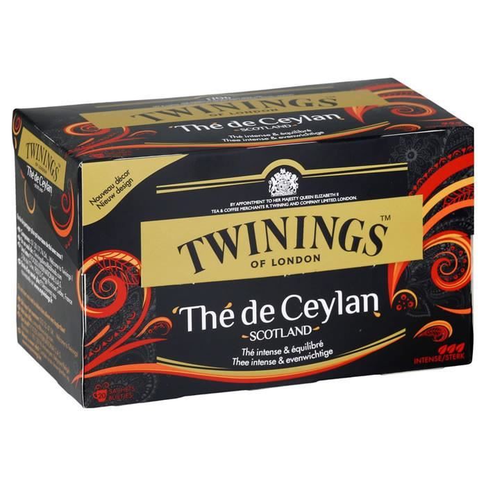 Cafe Moulu - LOT DE 3 - TWININGS Thé noir de Ceylan 20 Sachets