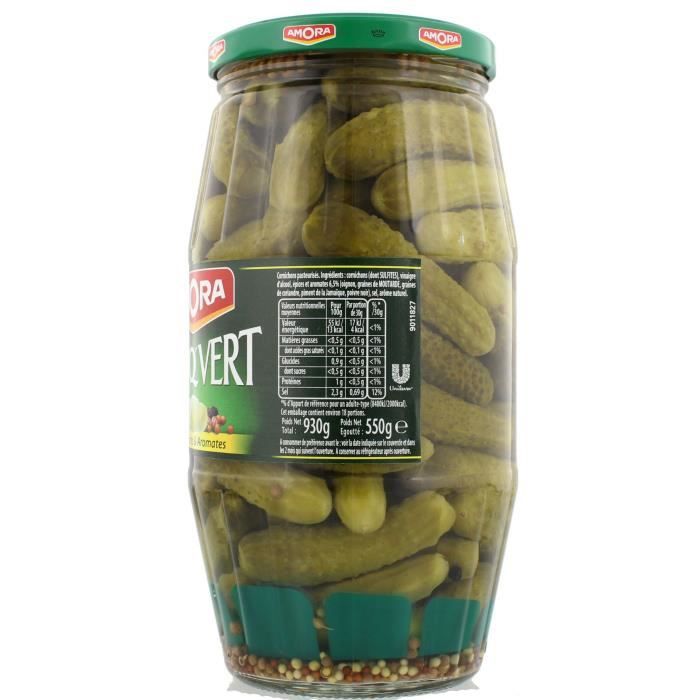 AMORA Croq'Vert Cornichons Fins Bocal - Lot de 6x 540 g