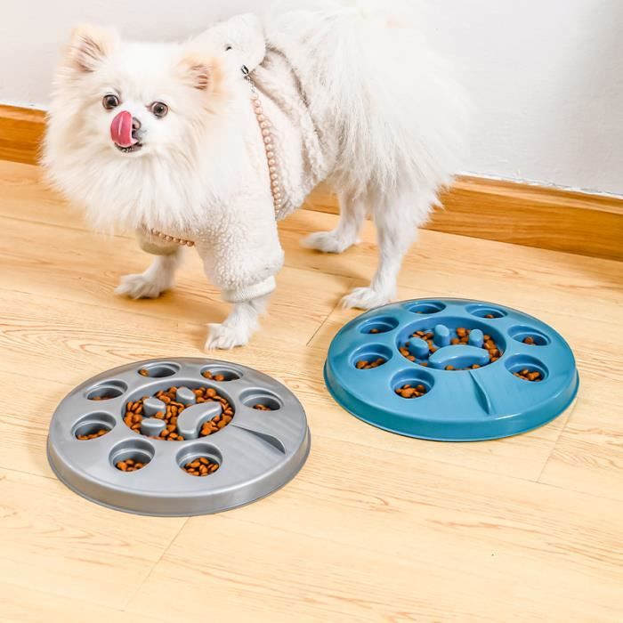 Gamelle Anti Glouton pour Chien Bol Alimentation - Favorise une Alimentation Saine et une Digestion Lente -Gris