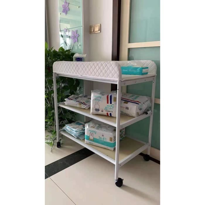 Fasike-Table à Langer Polyvalent, Stable et Pliable, Blanc 74x48x90cm-Pour bébé