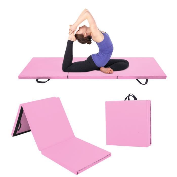 180x60x5cm Tapis de Gymnastique Epais - Matelas Gymnastique - Tapis Sol Gymnastique - Tapis Gymnastique Pliable Rose