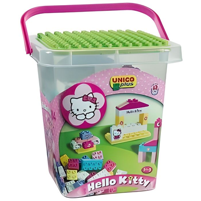 Baril blocs construction Hello Kitty 104 briques, plaques de base - Jeu construction pour Duplo - Des 18 mois - Fille