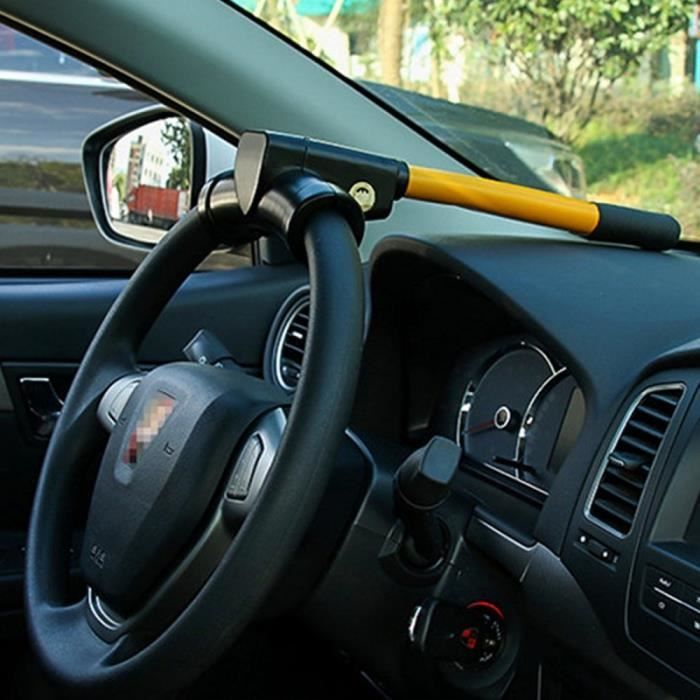 Antivol - Bloque Roue - Car Anti-theft Lock - Antivol Auto - Verrouillage du volant multifonction - Longueur 35 cm - Jaune