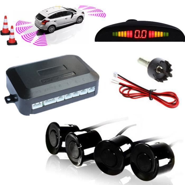 Kabalo Dispositif de sonnerie de marche arrière et capteurs de voiture LED. Détecteur de sécurité 4pcs Noir