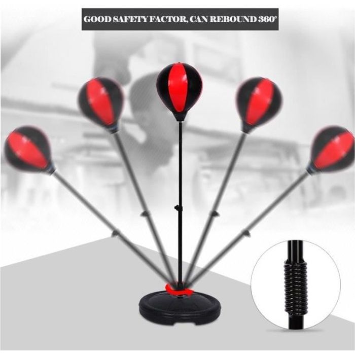 Punching Ball Enfant Sur Pied Réglable en Hauteur 70-105cm Avec Gants de Boxe