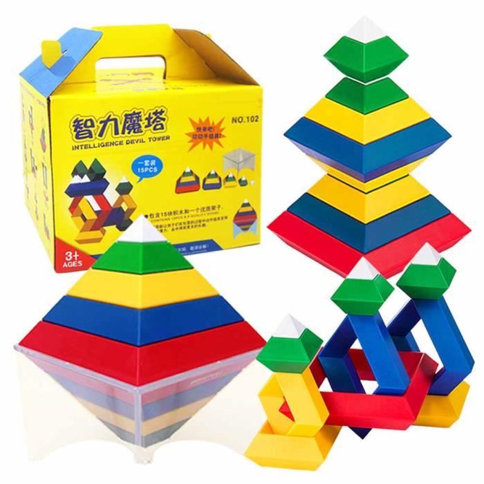 PAR---Jouet d'assemblage pour enfants, Blocs Construction de Pyramide Assemblée DIY Puzzle Cube Magie Jouet Éducatif