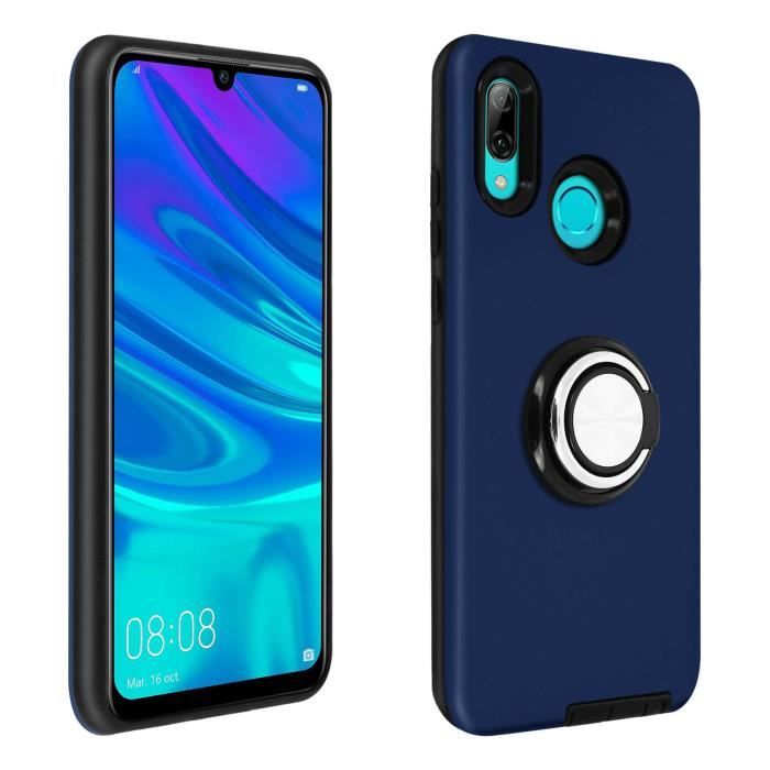 Coque Huawei P Smart 2019/Honor 10 Lite Bague Maintien Support Vidéo Bleu Nuit
