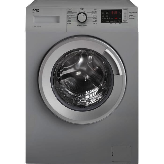 Lave-linge hublot BEKO WUE7212S0S - Steamcure - 7 kg - L60cm - Moteur standard - 1200 trs/min - Silver