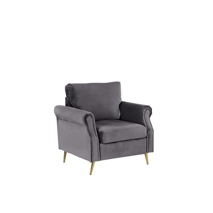 Beliani - Fauteuil en velours gris VIETAS