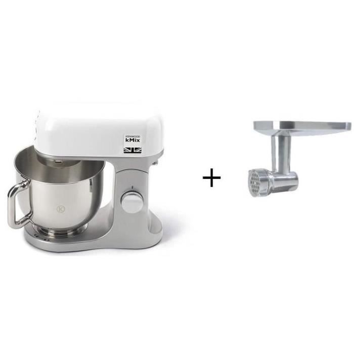 Pack KENWOOD Robot pâtissier KMX750WH - 1000 W - 5 L - Blanc + KENWOOD Accessoires KAX950ME Hachoir à viandes et poissons